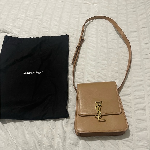 YSL Saint Laurent Kaia North/South Leather Shoulder bag vintage brown gold - Picture 3 of 6